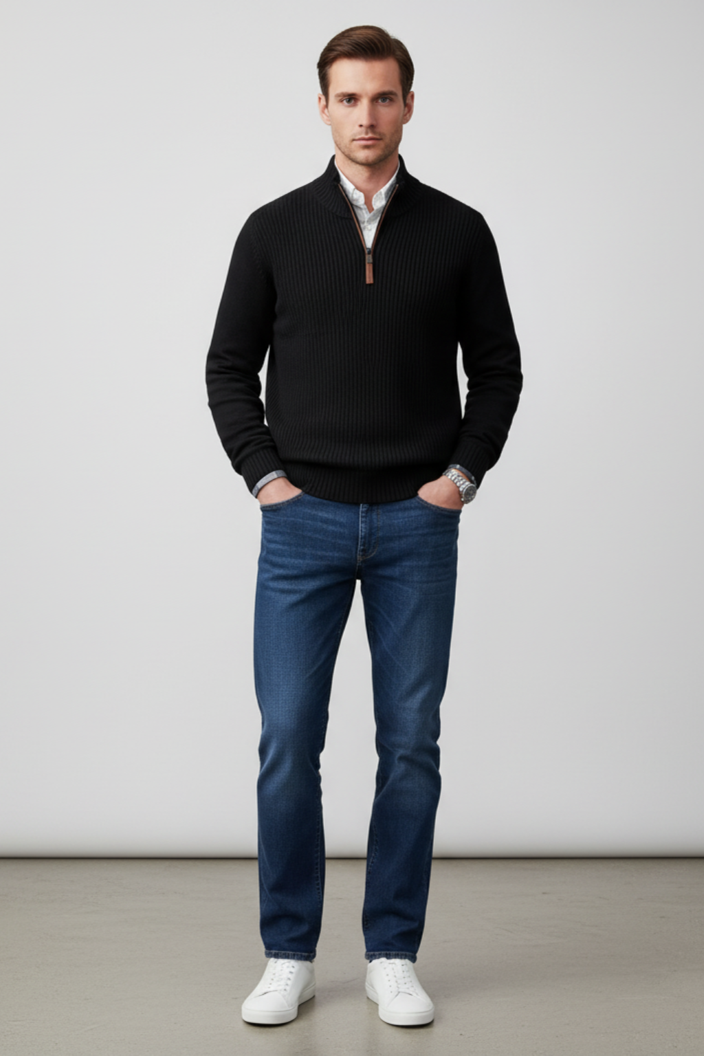 Men’s Wool-Blend Quarter-Zip Sweater