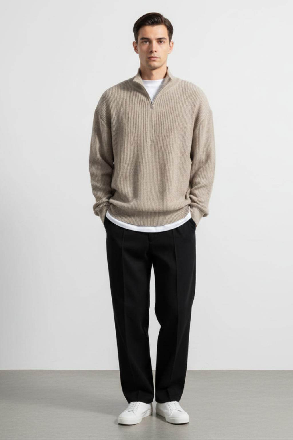 Men’s Wool Blend Half Zip Sweater