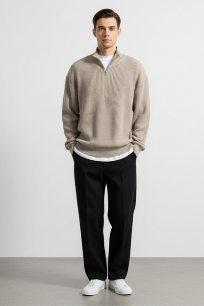 Men’s Wool Blend Half Zip Sweater