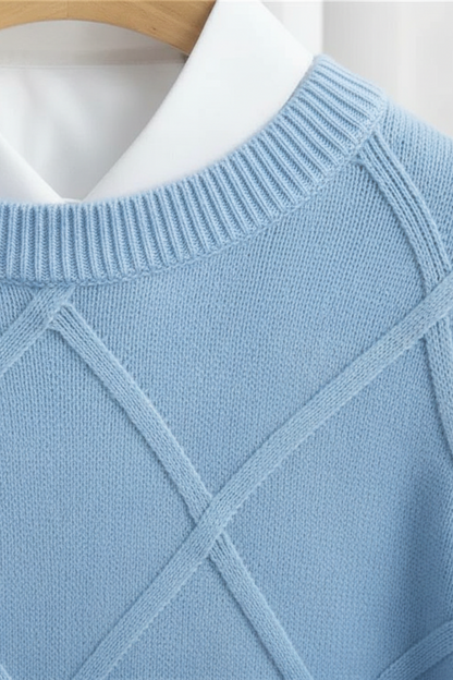 Men’s Diamond Knit Round Neck Sweater