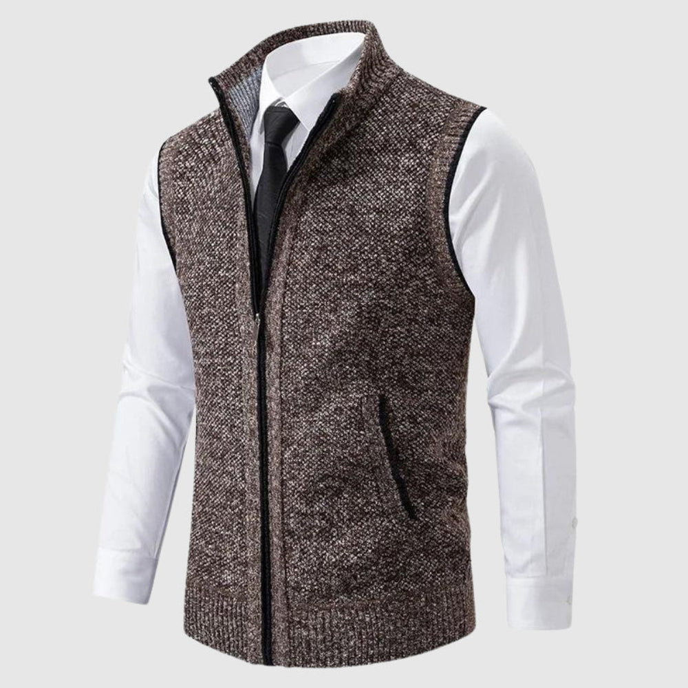 Warm Mens Zipper Vest Fleece Lined Collar