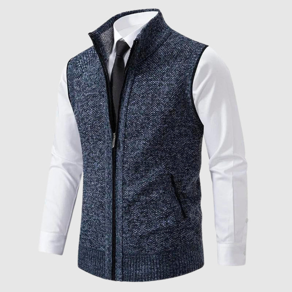Warm Mens Zipper Vest Fleece Lined Collar