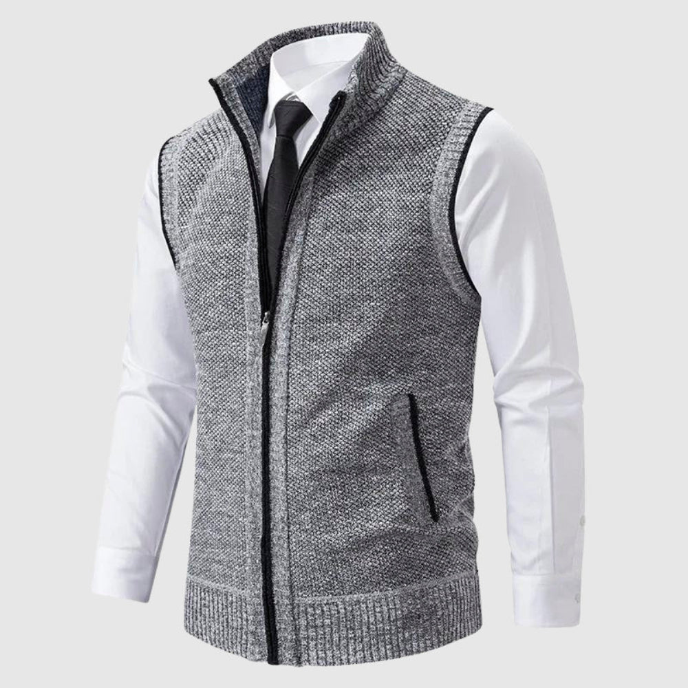 Warm Mens Zipper Vest Fleece Lined Collar