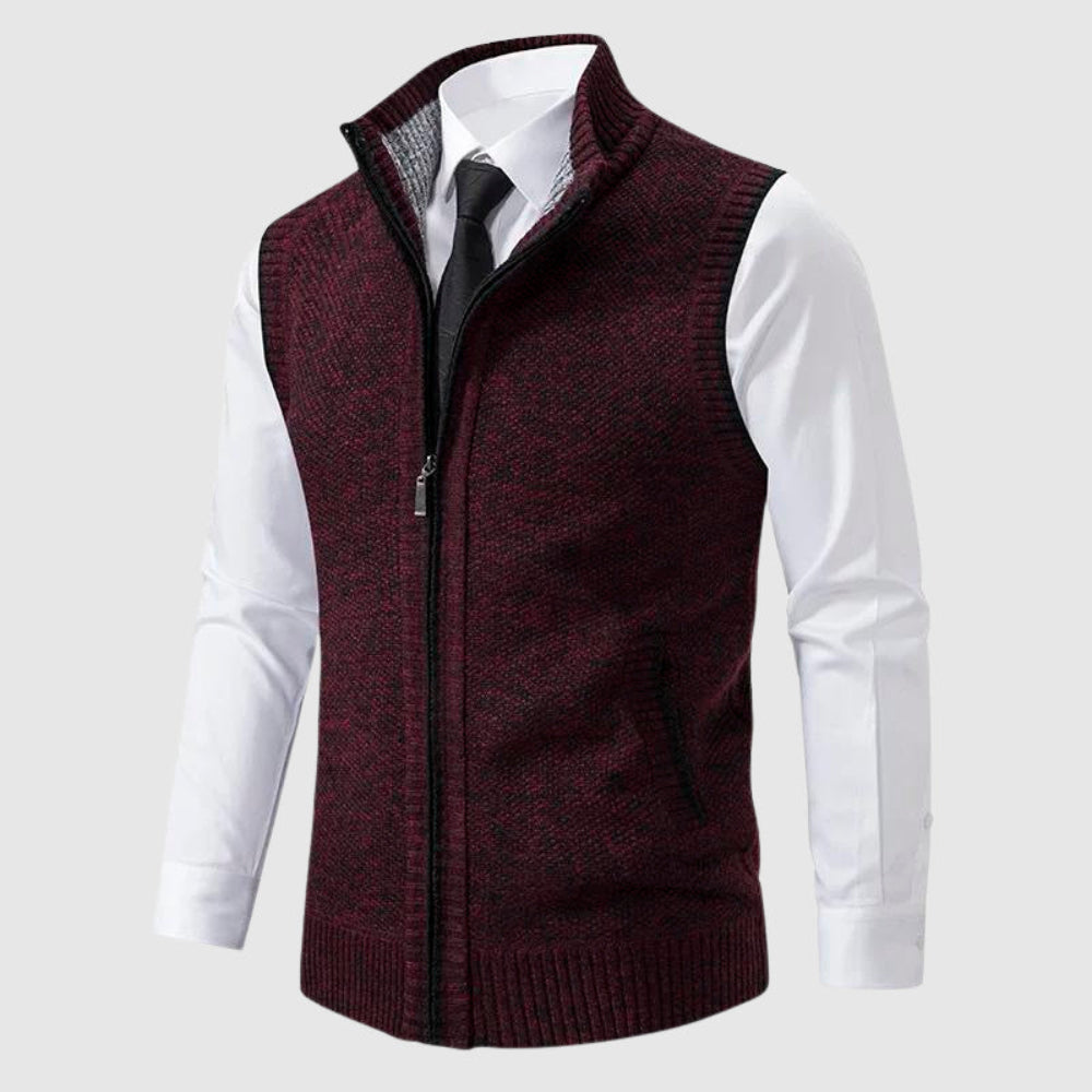 Warm Mens Zipper Vest Fleece Lined Collar