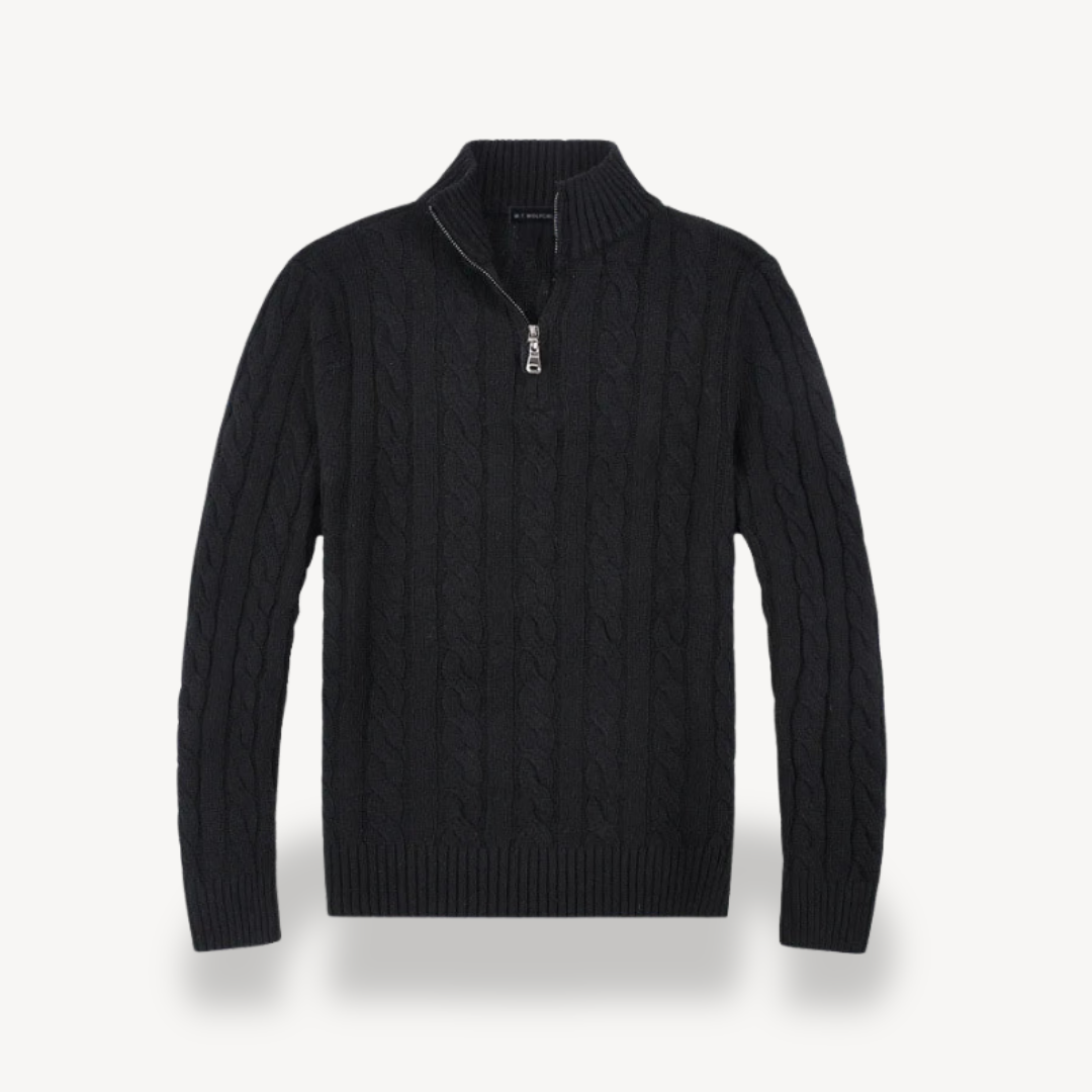 Men’s Cable-Knit Quarter-Zip Sweater