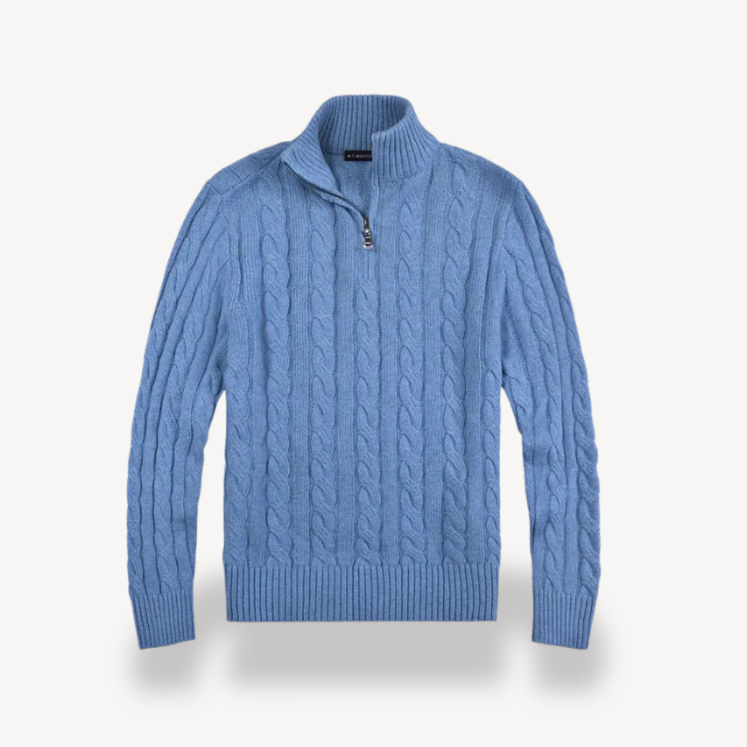 Men’s Cable-Knit Quarter-Zip Sweater
