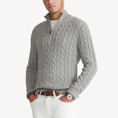 Men’s Cable-Knit Quarter-Zip Sweater