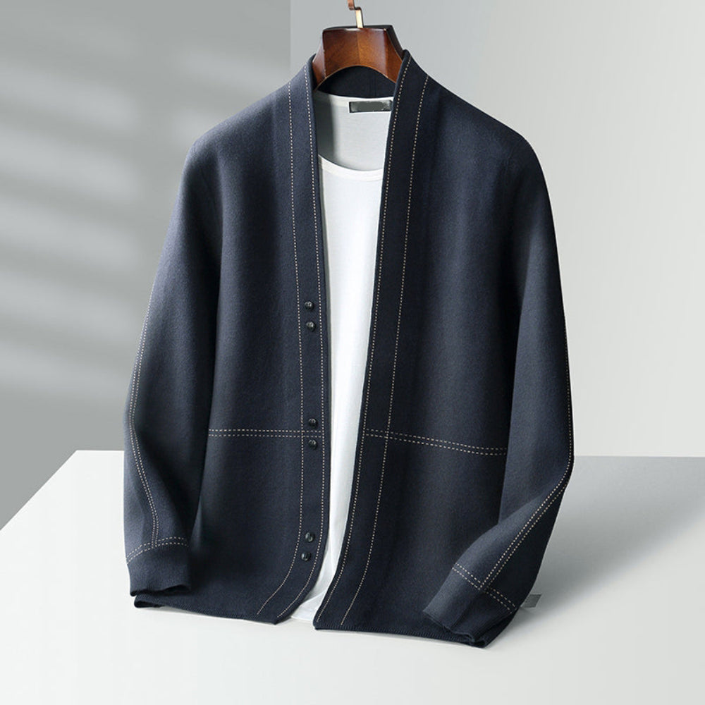 Warm Crew Neck Men's Cardigan Sweater