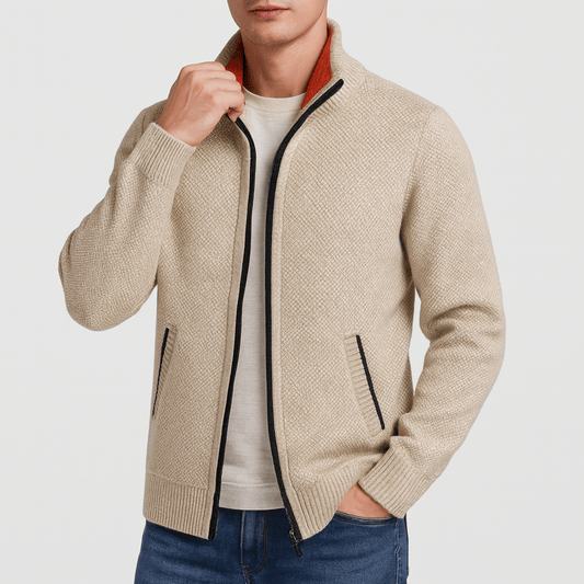 Men’s Textured Full-Zip Mock Neck Jacket