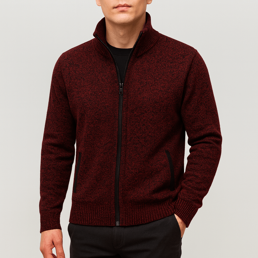 Men’s Textured Full-Zip Mock Neck Jacket