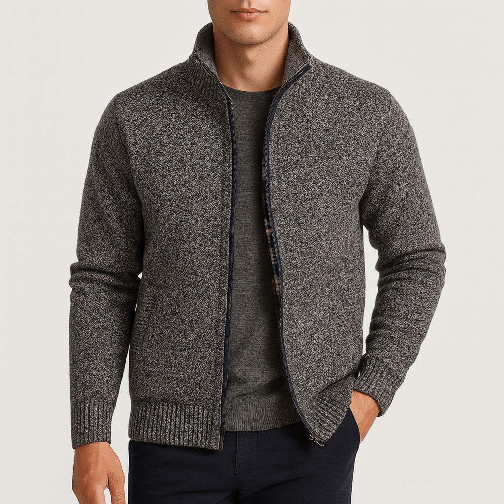 Men’s Textured Full-Zip Mock Neck Jacket