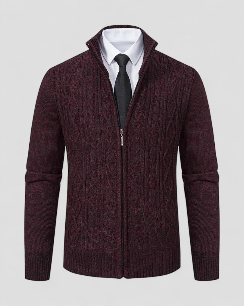 Men's Zip Front Stand Collar Knit Sweater
