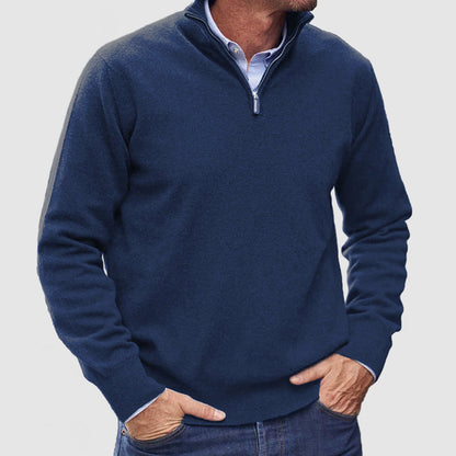 Men’s Refined Quarter-Zip Sweater with Ribbed Details