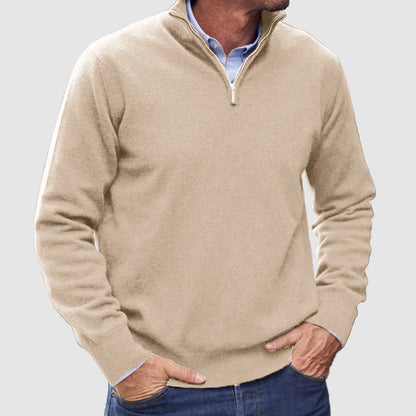 Men’s Refined Quarter-Zip Sweater with Ribbed Details