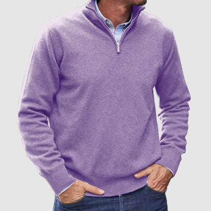 Men’s Refined Quarter-Zip Sweater with Ribbed Details