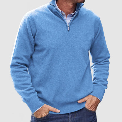 Men’s Refined Quarter-Zip Sweater with Ribbed Details