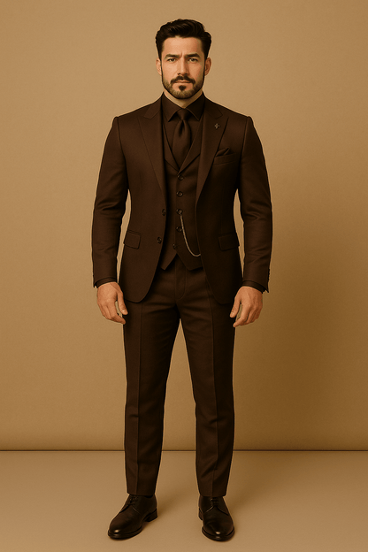 Men’s 3-Piece Slim Fit Suit – Blazer, Waistcoat and Trousers Set for Formal Events