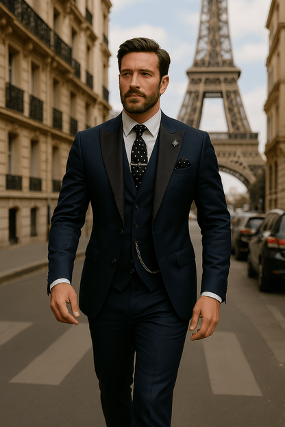 Men’s 3-Piece Slim Fit Suit – Blazer, Waistcoat and Trousers Set for Formal Events