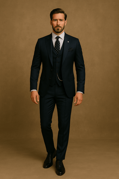 Men’s 3-Piece Slim Fit Suit – Blazer, Waistcoat and Trousers Set for Formal Events