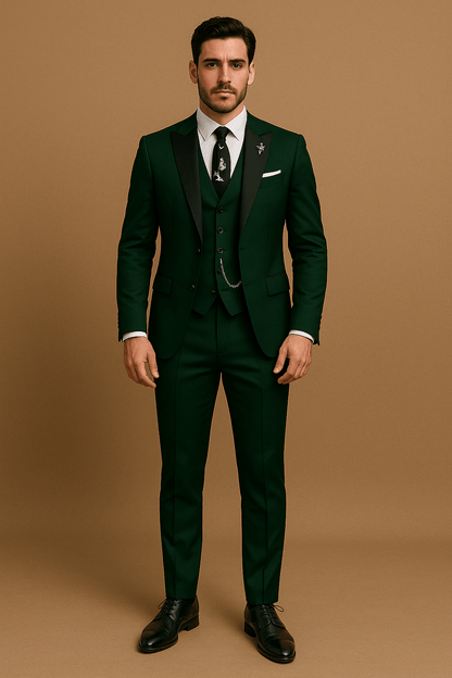 Men’s 3-Piece Slim Fit Suit – Blazer, Waistcoat and Trousers Set for Formal Events