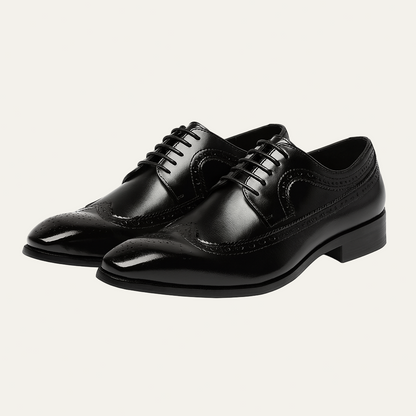 Men’s Burnished Wingtip Brogue Dress Shoes