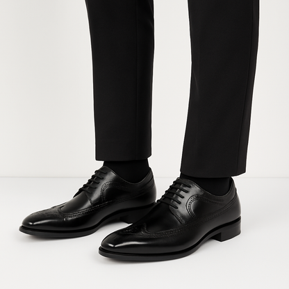 Men’s Burnished Wingtip Brogue Dress Shoes