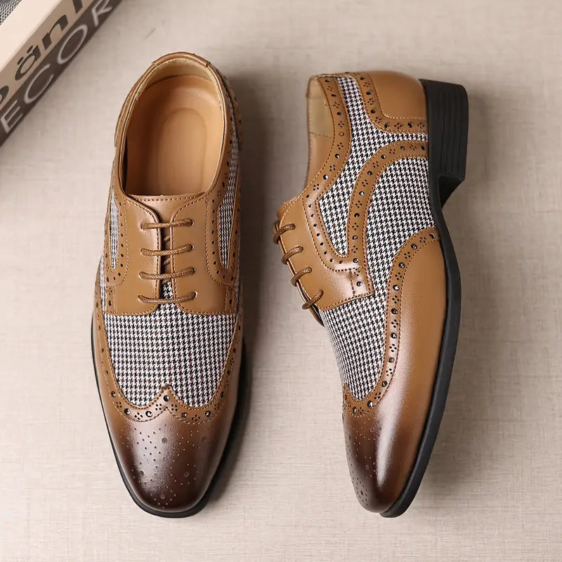 Men’s Brogue Oxford Shoes – Lace-Up Low Top