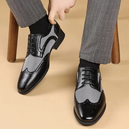 Men’s Brogue Oxford Shoes – Lace-Up Low Top