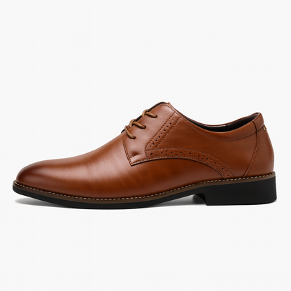 Men’s Brown Oxford Dress Shoes – Formal Lace-Up with Brogue Detailing