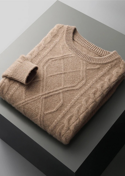 Men’s Cable Knit Crew Neck Sweater – Classic Winter Layer