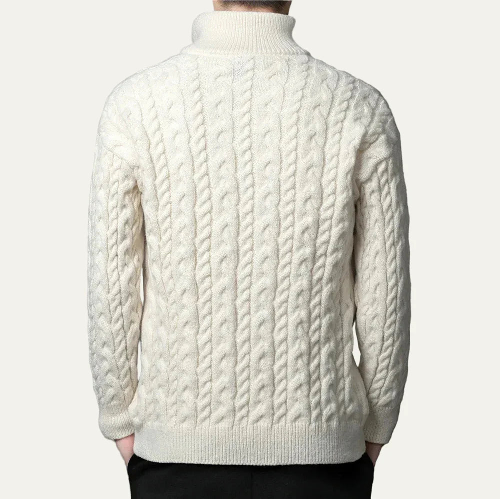 Men’s Heavy Cable Knit Zip Sweater Jacket
