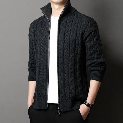 Cevori Relaxed Fit Cable Knit Cardigan Jacket
