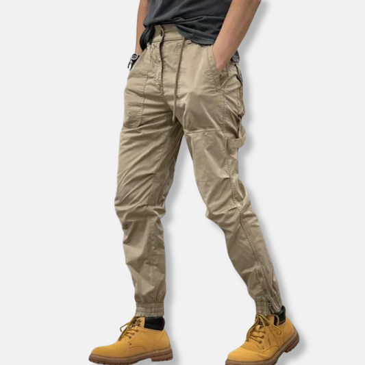 Men’s Cargo Pants – Slim Fit – Cotton Blend – Drawstring Waist – Multi-Pocket Design