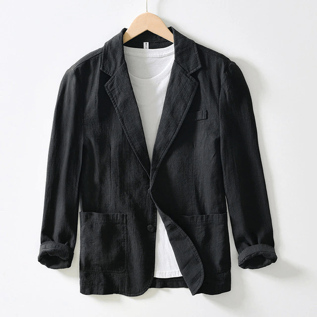 Men’s Casual Blazer – Linen – Unstructured Fit – Notched Lapel – Lightweight