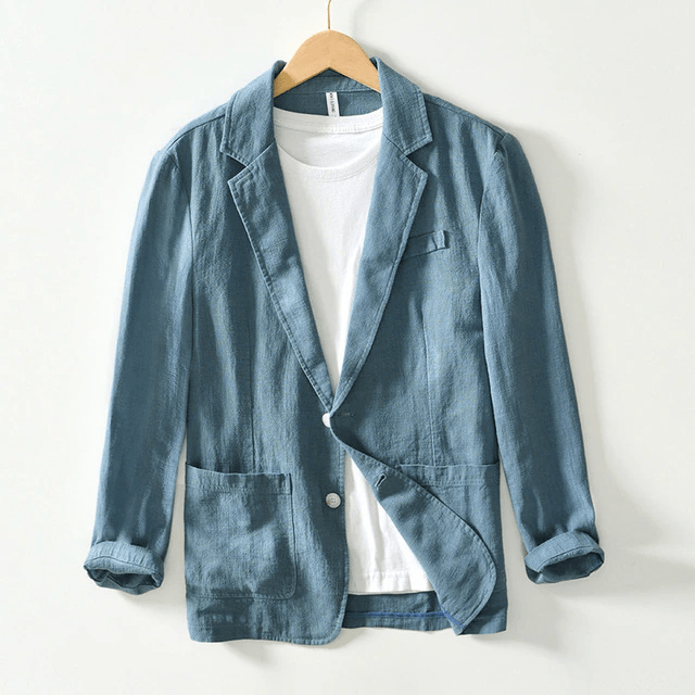 Men’s Casual Blazer – Linen – Unstructured Fit – Notched Lapel – Lightweight