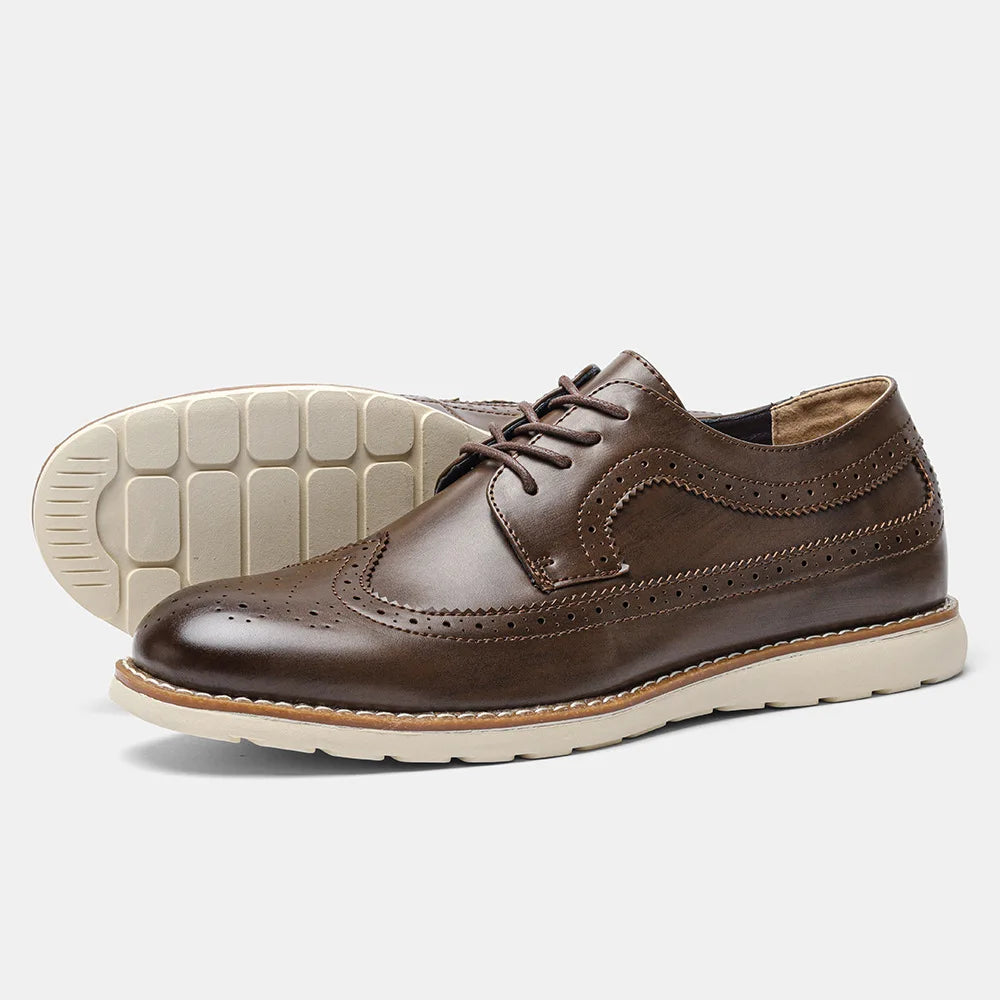 Men’s Classic Brogue Oxford Shoes –  Formal Wingtip Design