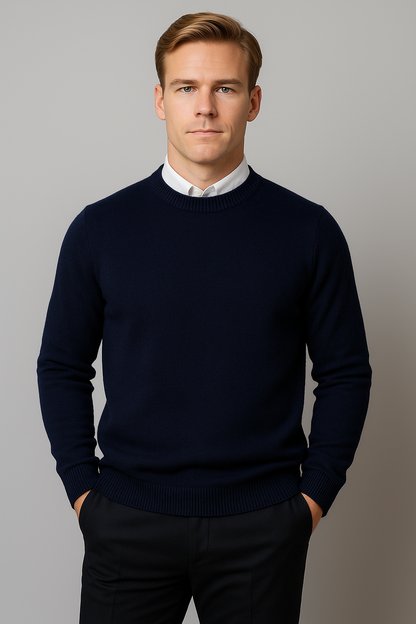 Men’s Classic Crew Neck Sweater – Refined Long Sleeve Knit