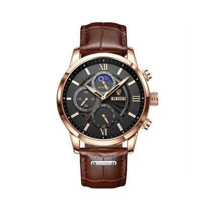 Men’s Classic Dress Watch – 43mm Dial with Glow-in-the-Dark Detail