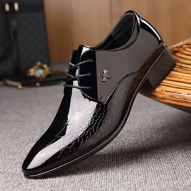 Men’s Classic Oxford Dress Shoes – Textured Finish – Formal Events & Weddings