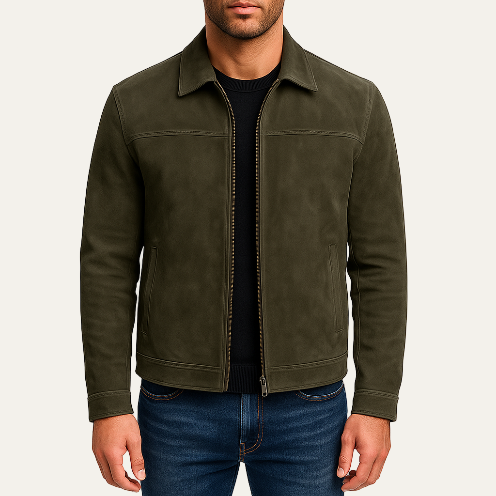Men’s Minimalist Leather Zip Jacket