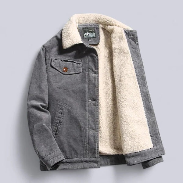 Men’s Corduroy Jacket – Relaxed Fit – Fleece Lined – Button Front – Casual Layering