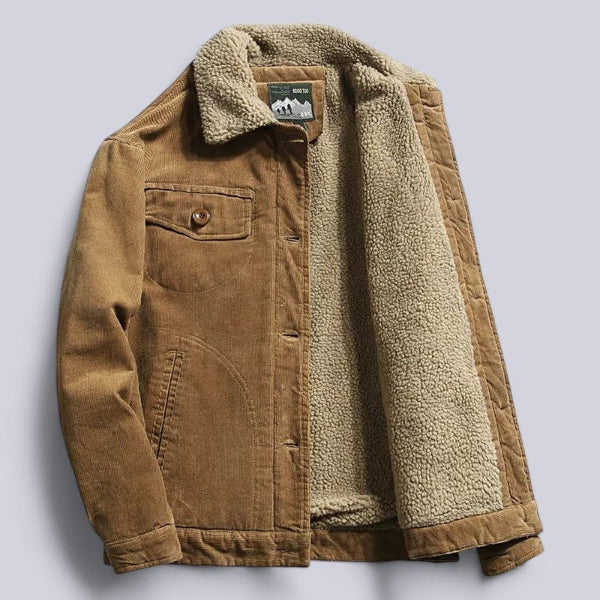 Men’s Corduroy Jacket – Relaxed Fit – Fleece Lined – Button Front – Casual Layering