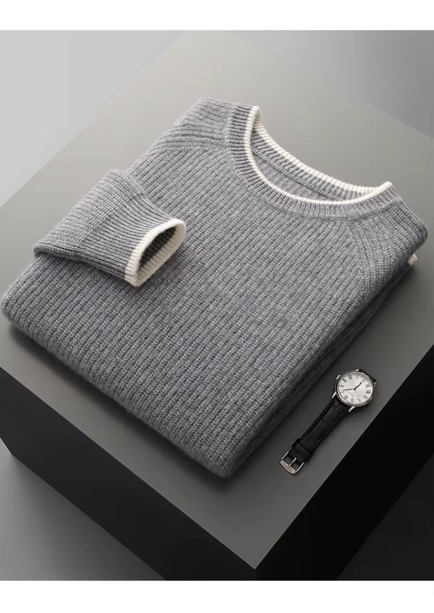 Men’s Crew Neck Knitted Sweater – All-Season Smart Casual Essential