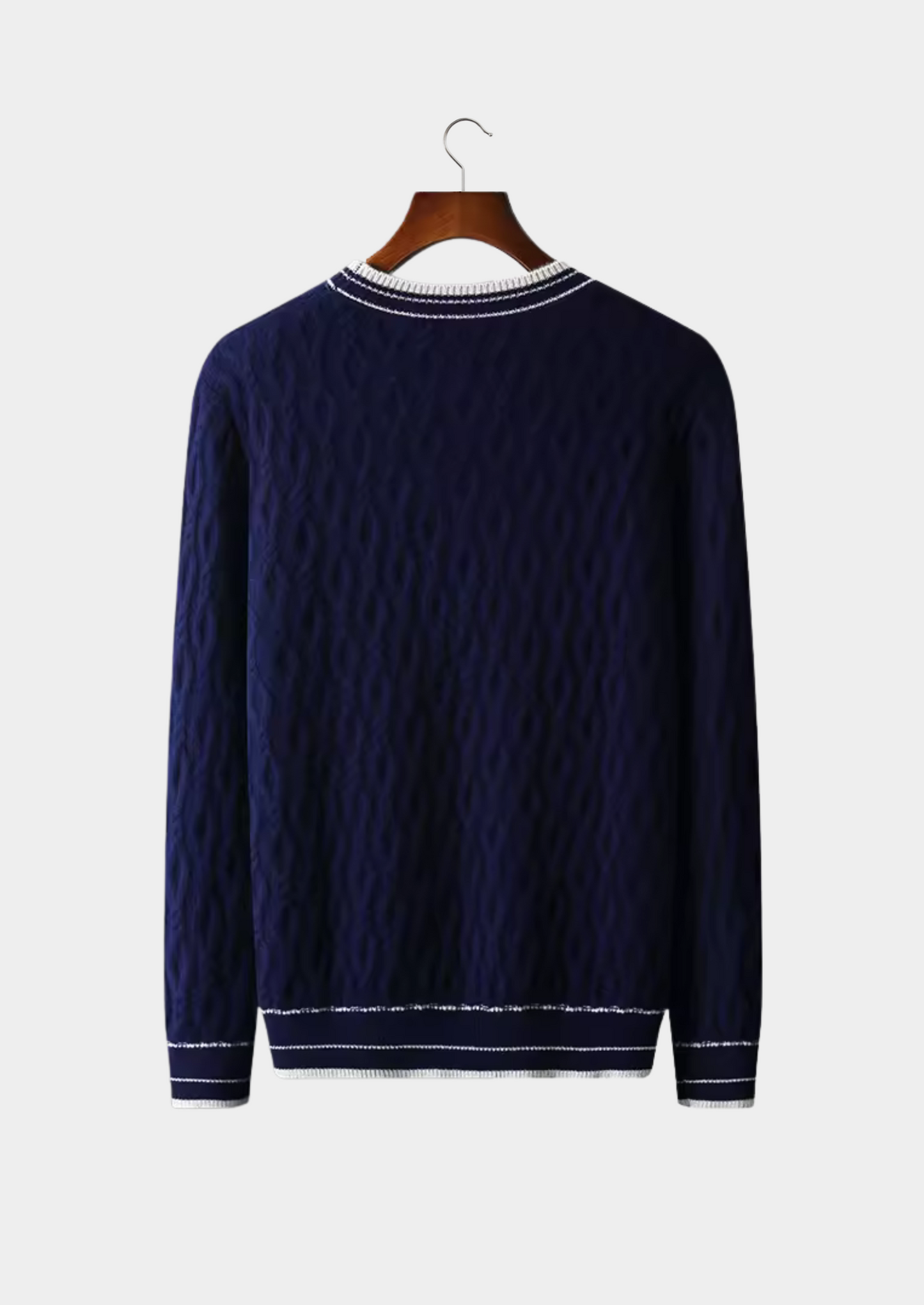Men’s Crew Neck Sweater with Striped Trim – Refined Everyday Layer