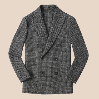 Men’s Double-Breasted Checked Blazer – Tailored Smart Casual Jacket
