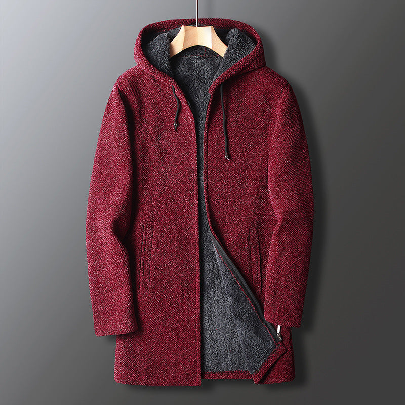 Warm Men's Zip Up Hoodie Jacket with Drawstring