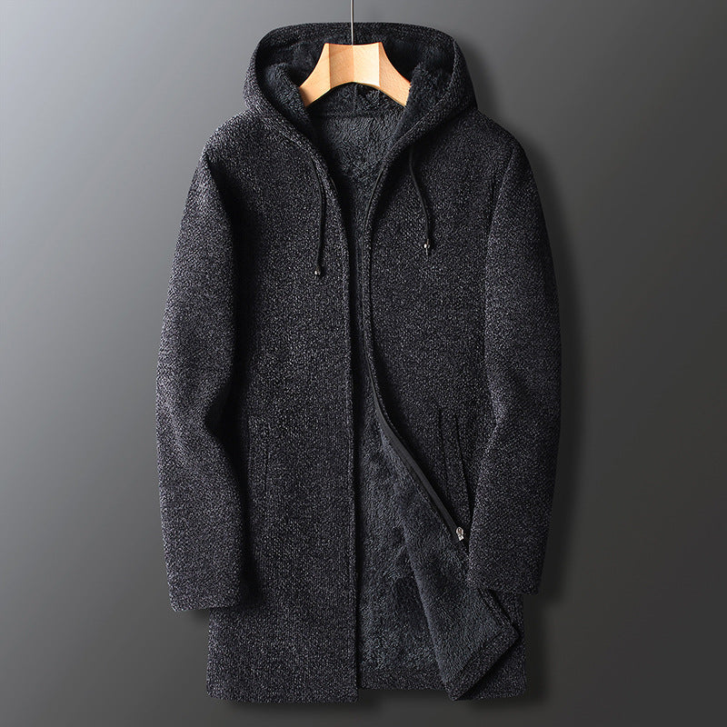 Warm Men's Zip Up Hoodie Jacket with Drawstring