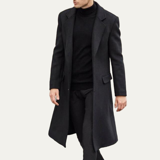 Men’s Single Button Long Overcoat