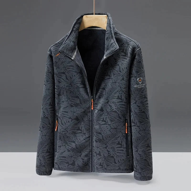 Men’s Fleece Jacket – Soft Touch – Standard Fit – High Collar – Zip Pockets