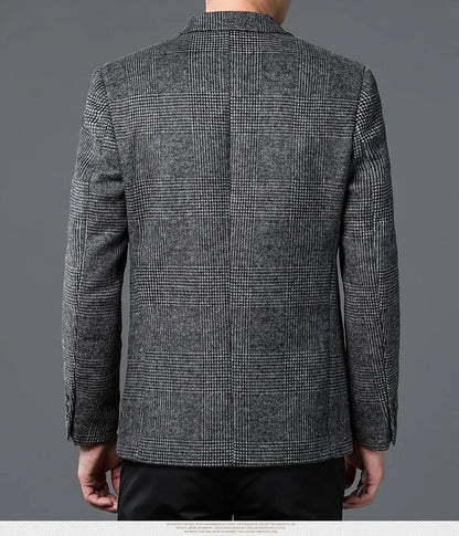 Men’s Glen Check Blazer – Two-Button, Notch Lapel, Patch Pockets
